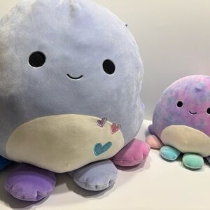 Squishmallows 20” Beula & 8” Mary Octopus’ Kellytoy Jazzware plush collectable